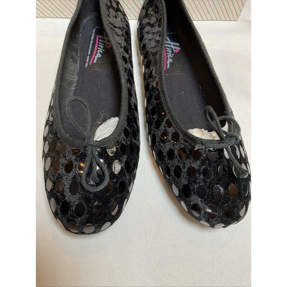 Hirica Zoe Black Dot Ballet Flat Made In France Vtg Coquette Cottage Sz 10 Mod - Picture 2 of 8